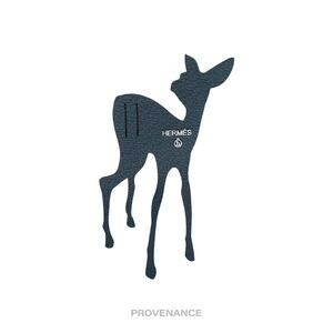 🔴 Hermes petit "h" Deer Fawn Deer Bambi Charm - Blue Leather